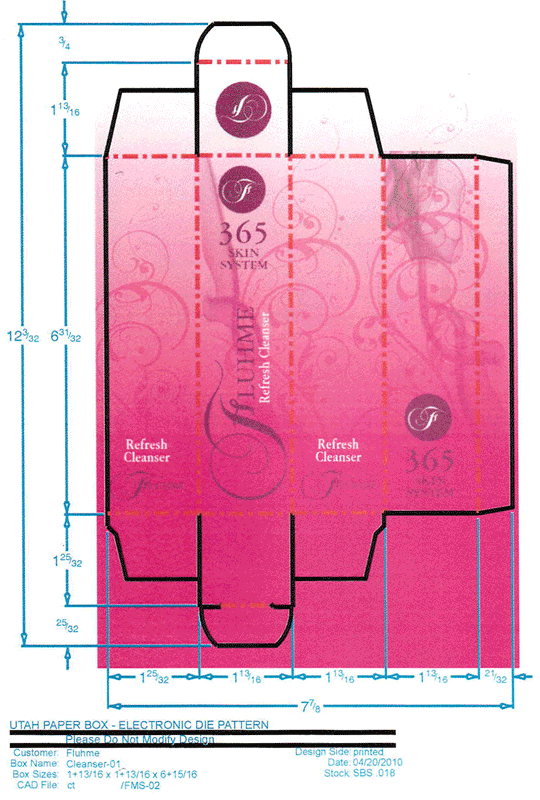 A package design for a cosmetic skin refresher creme produced by Flume Cosmetics.