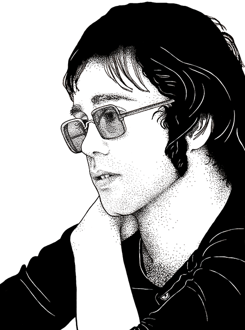 Elton John circa 1970. Illustration rendered in marker on bristol board.