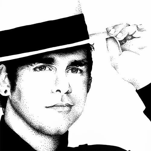 Elton John tips his hat. Illustration rendered in marker on bristol board.